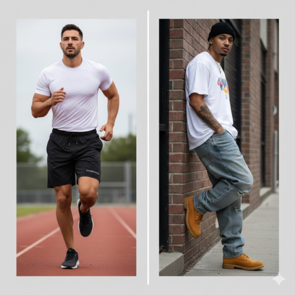 Men’s Regular Fit Active Shorts and Mens Baggy Fit Jeans